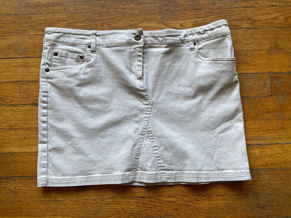 WILLI SMITH Beige Denim Stretch Mini Skirt sz 14